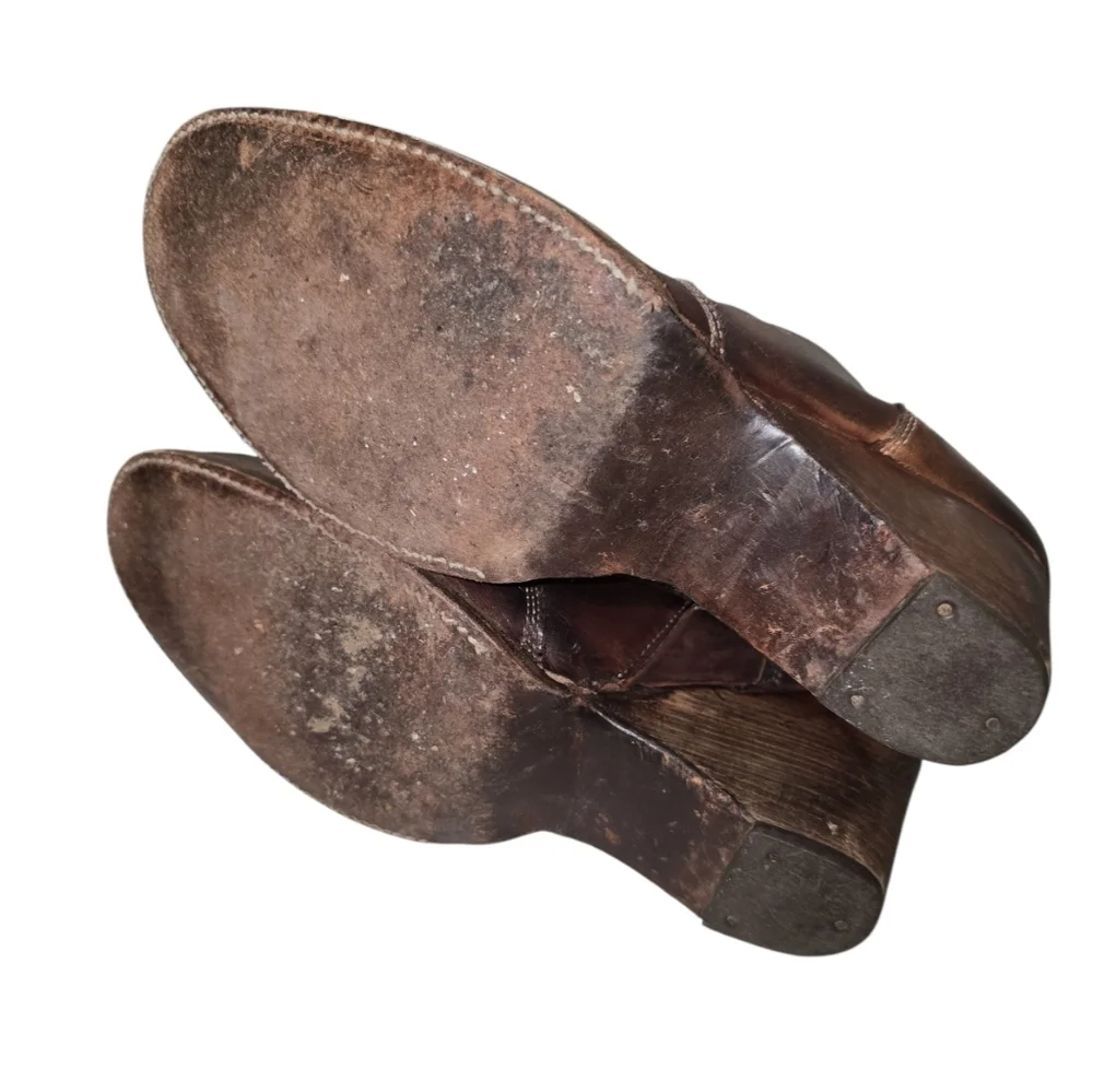 Bed Stu Gentry Brown Handmade Leather Distressed Wedge Ankle Boots 10 Cobbler